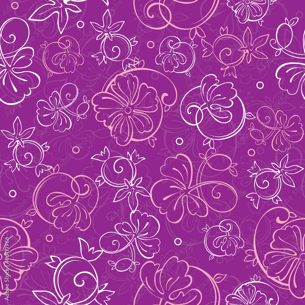 Vector Purple Nature Swirls Seamless Pattern Vector Purple Nature Swirls Seamless Pattern