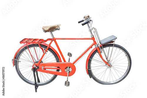 Red vintage bicycle isolated on white