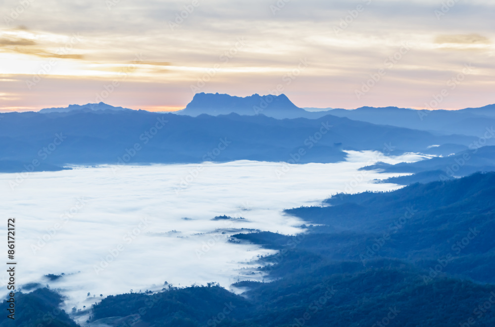 Morning mist mountains during sunrise ,Chiang Mai , Thailand Morning mist mountains during sunrise ,Chiang Mai , Thailand