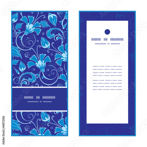 Vector dark blue turkish floral vertical frame pattern