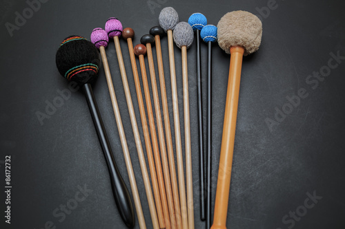 Obraz na plátně nice amazing closeup view of drum and percussion orchestra natural hickory wood