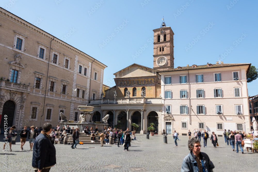 Facade of Basilica di Santa Maria in Trastevere