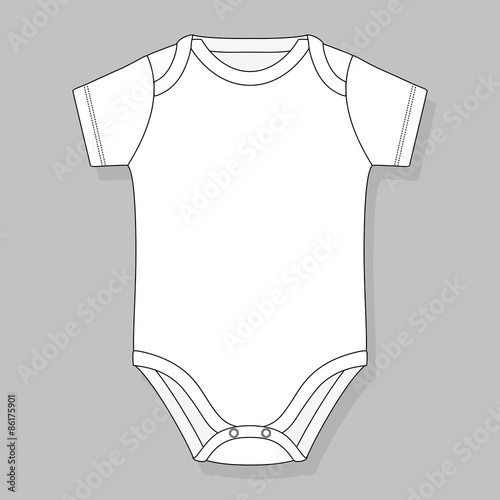 baby bodysuit flat sketch template isolated on grey background