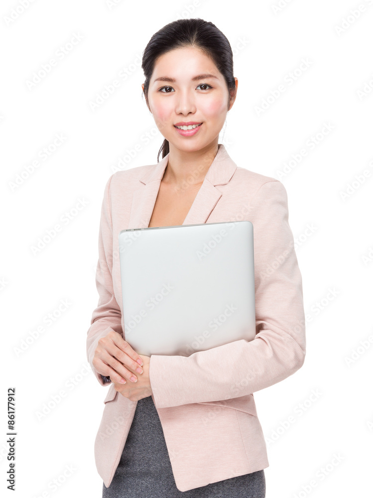 Businesswoman hold with laptop computer Businesswoman hold with laptop computer