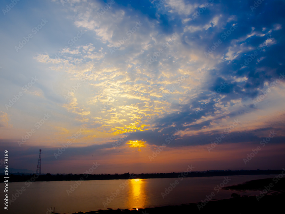 Sunrise at Mekong River Nakhon Phanom , Thailand