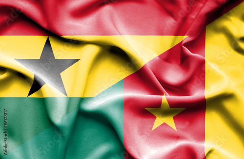 Waving flag of Cameroon and Ghana