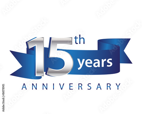 15 Years Anniversary Logo Blue Ribbon