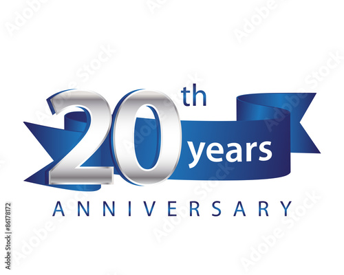 20 Years Anniversary Logo Blue Ribbon