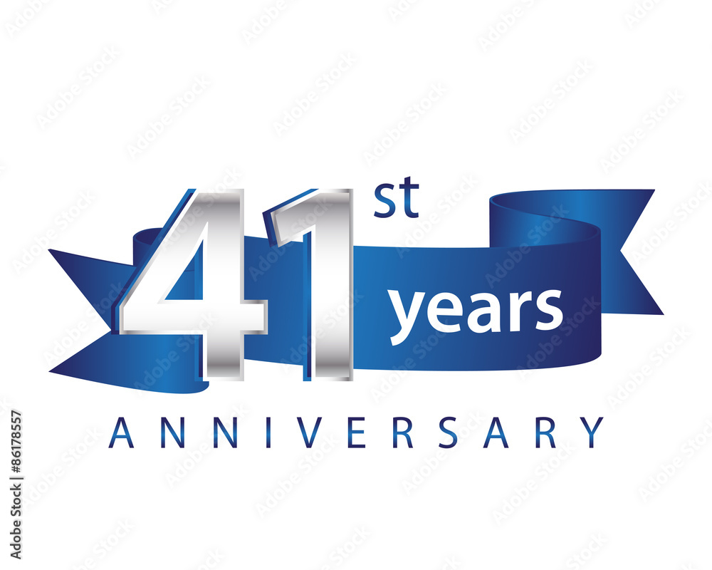 41 Years Anniversary Logo Blue Ribbon