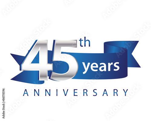 45 Years Anniversary Logo Blue Ribbon