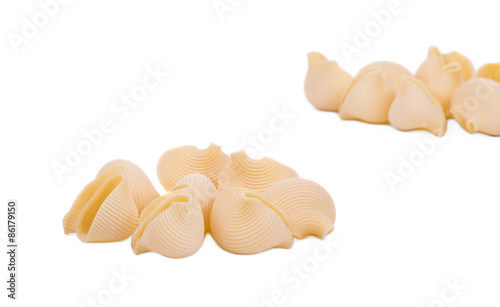 Close up of Italian pasta shells. 