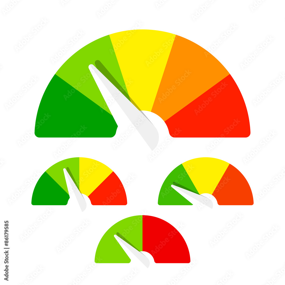 Obraz premium Speedometer or rating meter signs infographic gauge element