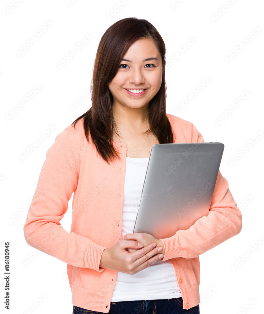 Woman hold with laptop computer Woman hold with laptop computer