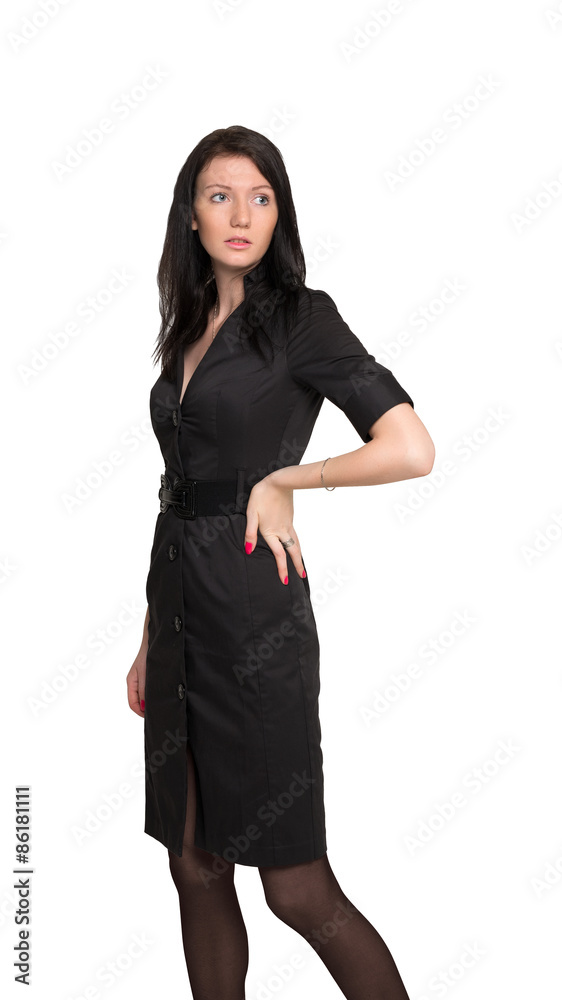 Woman in black dress isolated on wahite background Woman in black dress isolated on wahite background