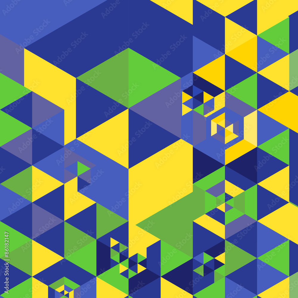 Fototapeta premium Vector geometric background in Brazil flag concept