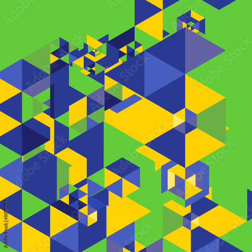 Vector geometric background in Brazil flag concept