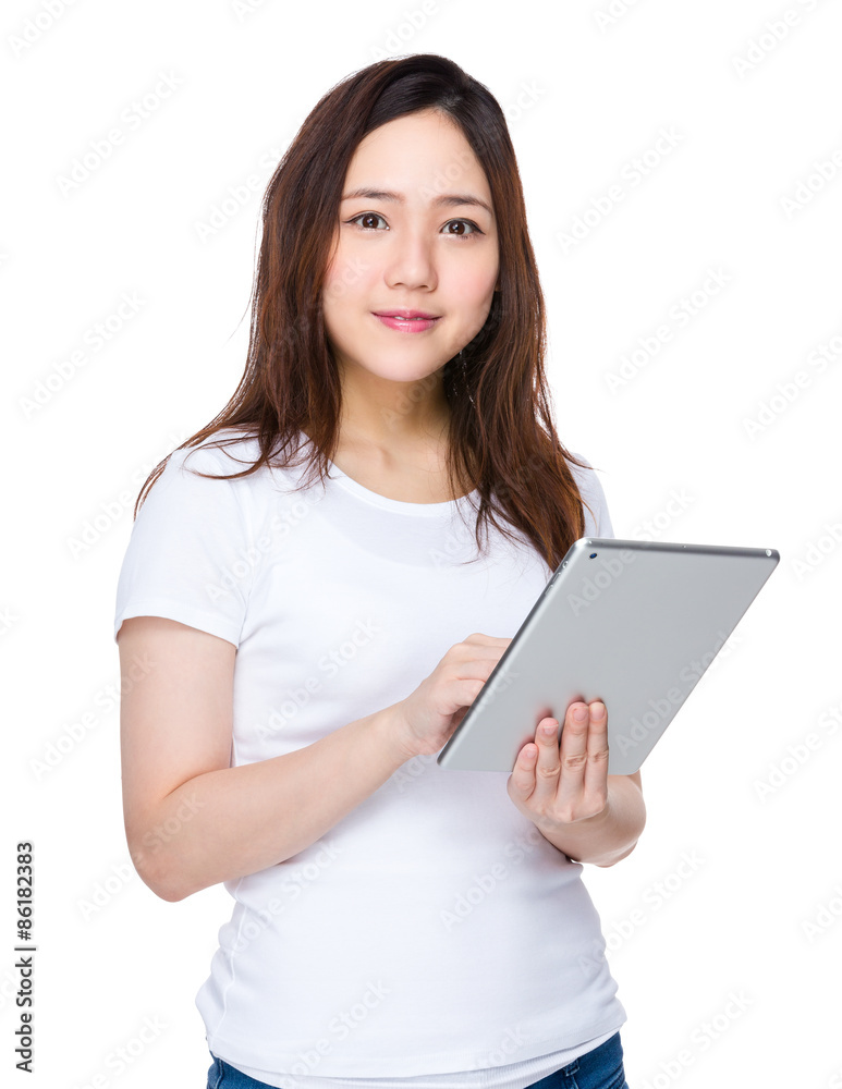Young girl use of digital tablet pc Young girl use of digital tablet pc