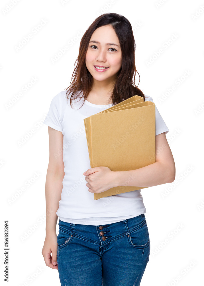 Young lady hold with folder Young lady hold with folder