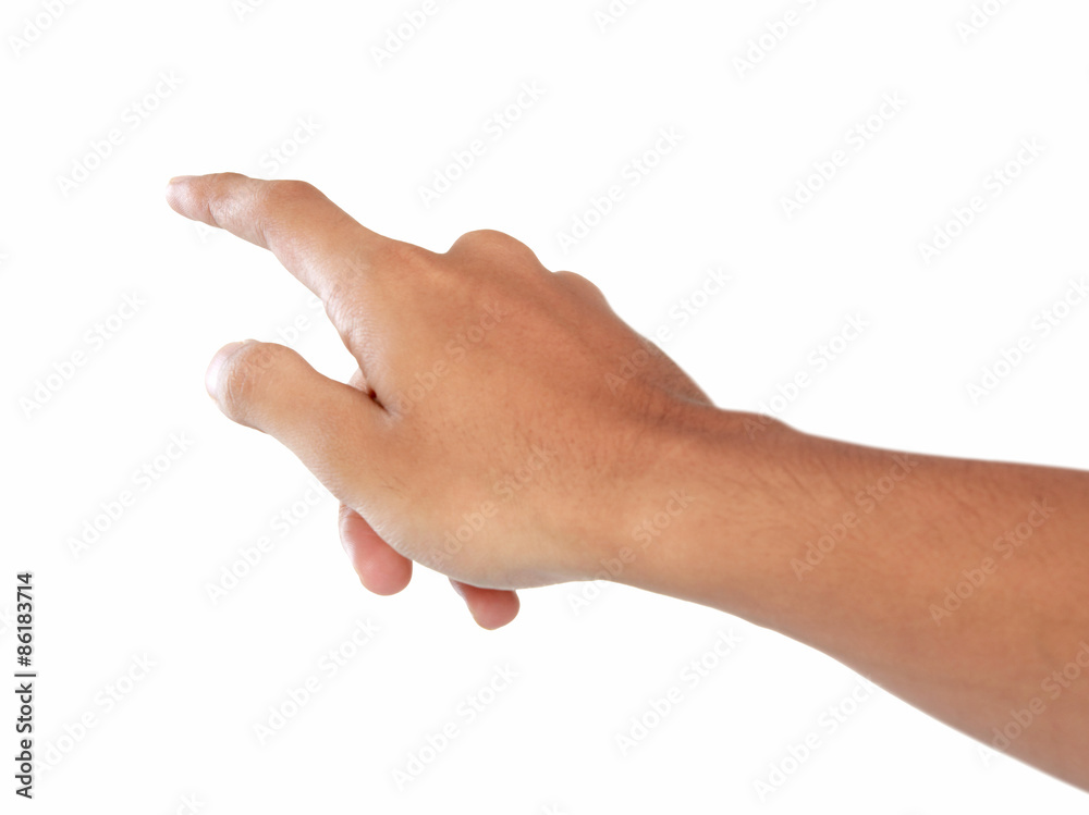 Forefinger pressing imaginary button, hand gesturing, isolated i Forefinger pressing imaginary button, hand gesturing, isolated i