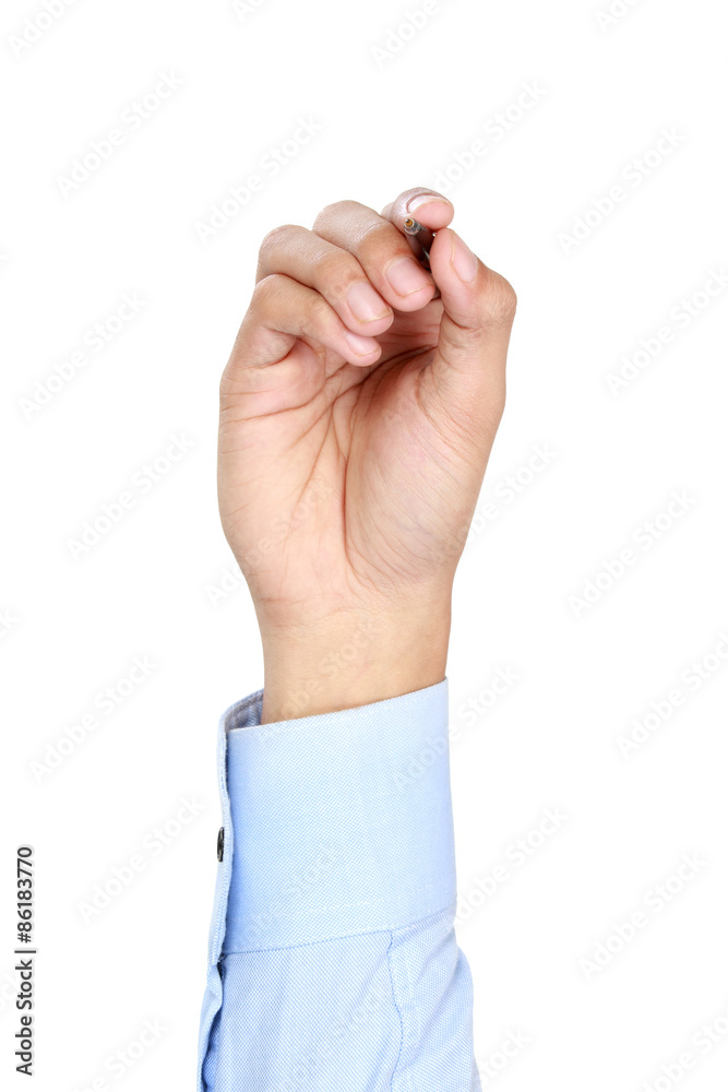 Adult man hand write something with marker gesture, isolated on Adult man hand write something with marker gesture, isolated on