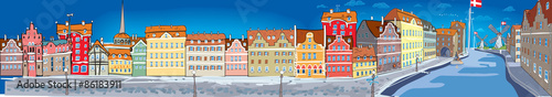 Nordic city Copenhagen, capital of Denmark. Vector