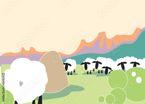 Sheep pasture. Vector