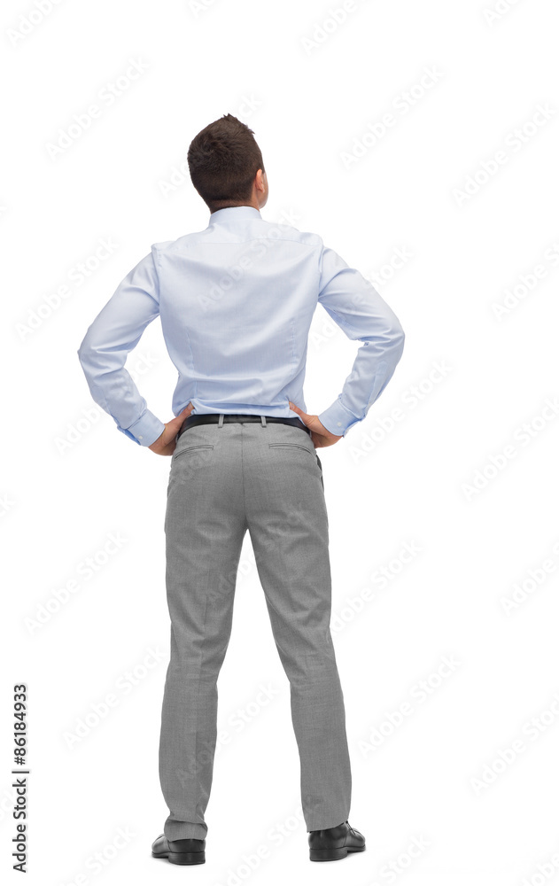 businessman looking up from back businessman looking up from back