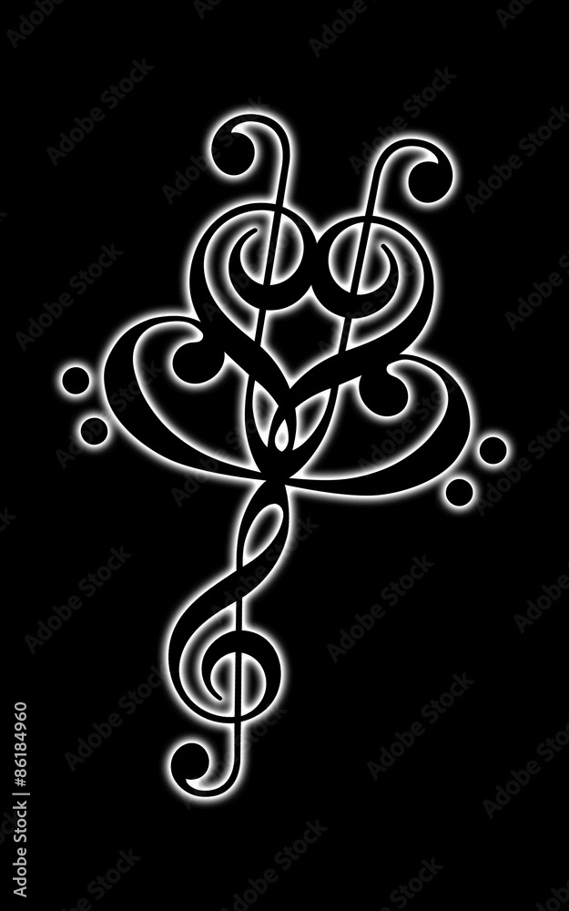 Fototapeta premium Rose aus Musiknoten / Clef Music
