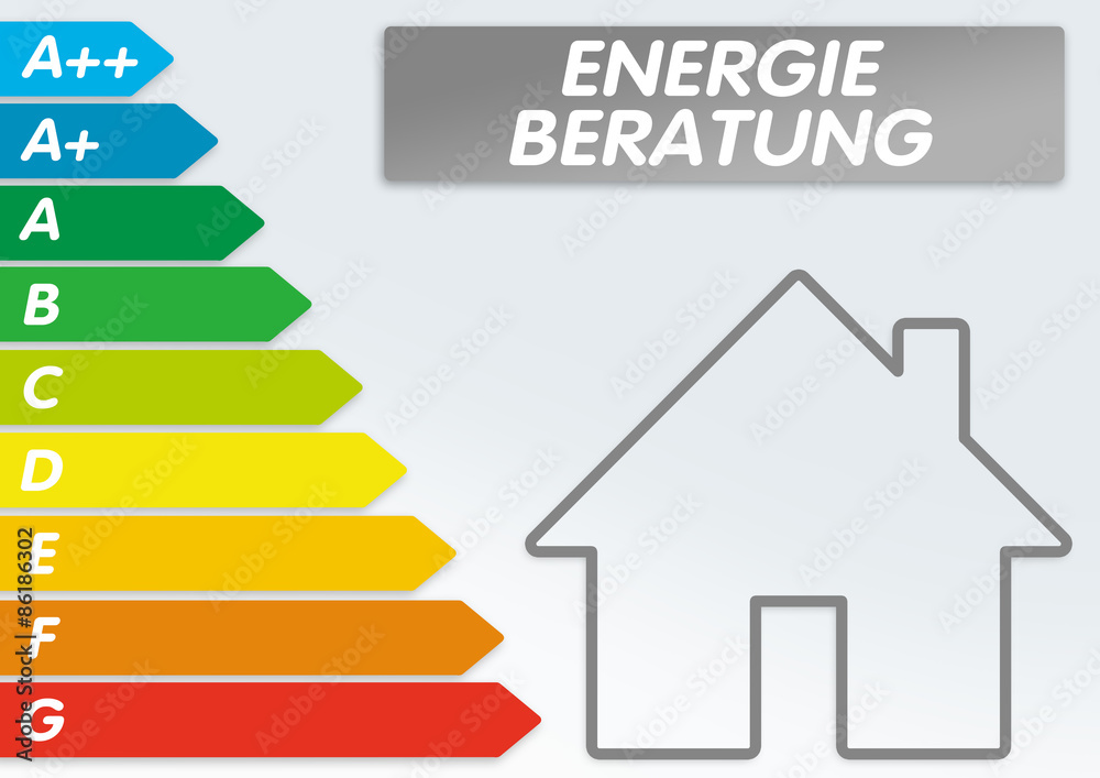 Schild mit Energieeffizienzklassen und Energie Sanierung, Effizienz, Beratung, Optimierung, Management Schild mit Energieeffizienzklassen und Energie Sanierung, Effizienz, Beratung, Optimierung, Management
