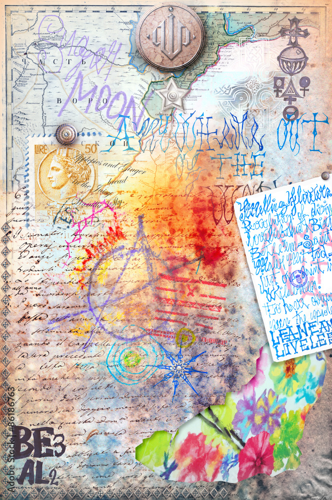 Naklejka premium Clippings,collage and scraps with esoteric andastrologic symbols