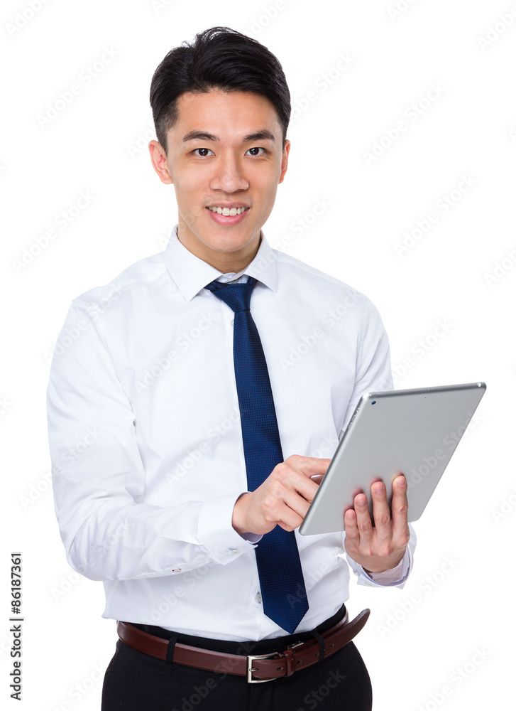 Asian businessman use of tablet pc