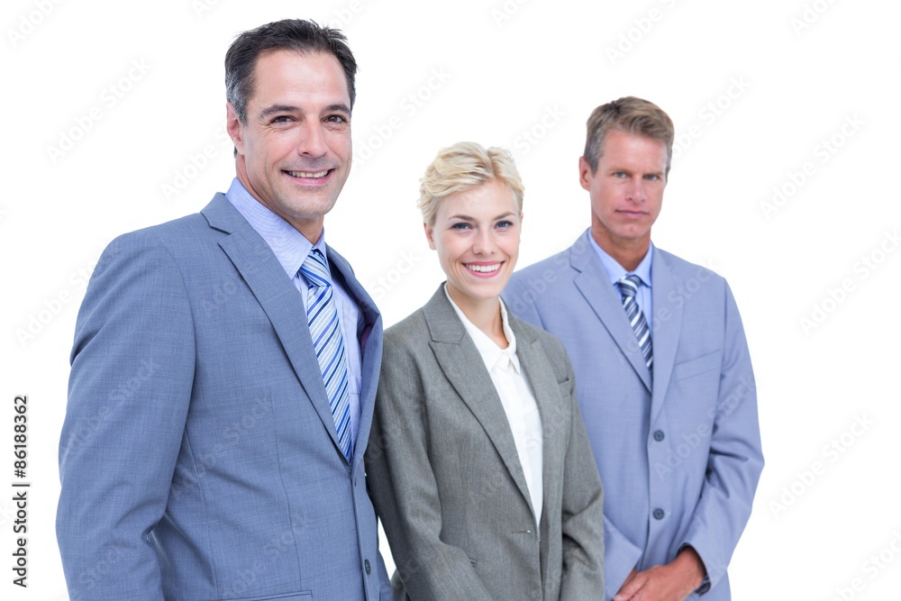 Businessman in a row with his business team Businessman in a row with his business team