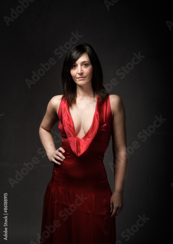 girl in red dress