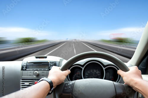 Man going fast on the road