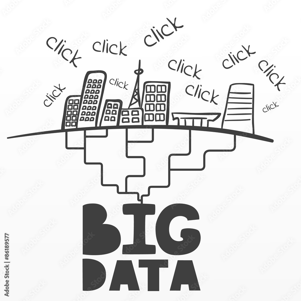 Big data collection vector sketchy illustration