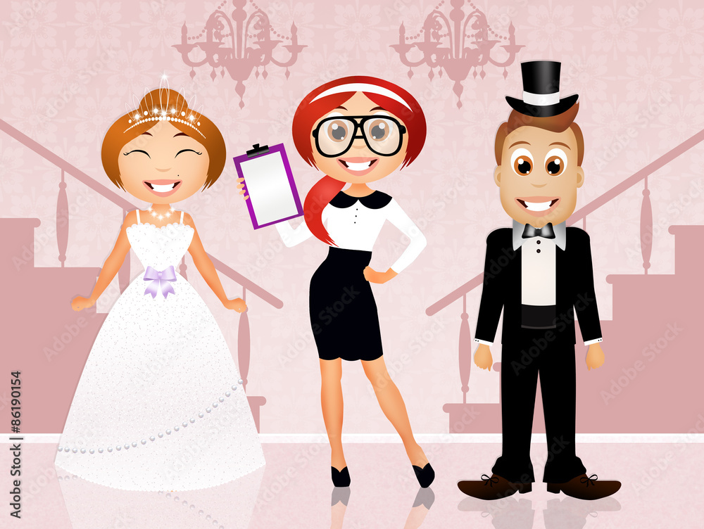 Wedding planner with bride and groom Wedding planner with bride and groom