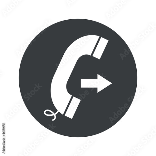 Monochrome round outgoing call icon
