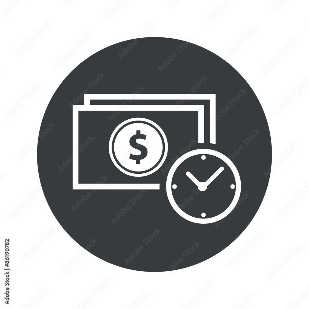 Monochrome round dollar time icon Monochrome round dollar time icon