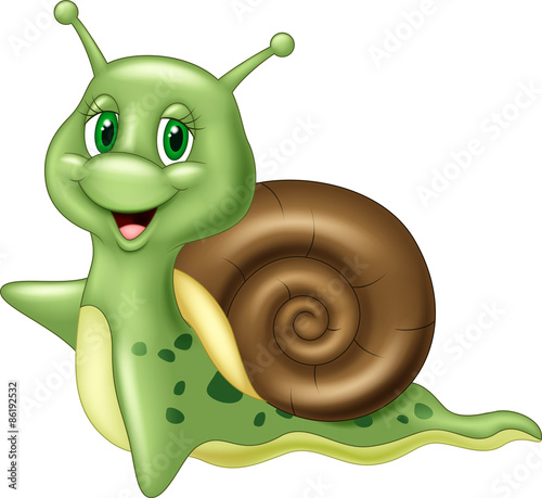 Cute cartoon snail waving