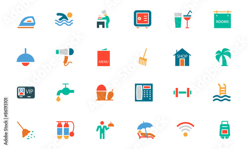 Hotel and Restaurant Colored Vector Icons 2
