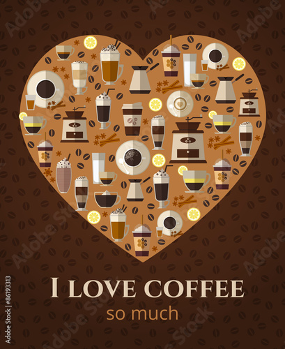 I love coffee sign in shape of heart