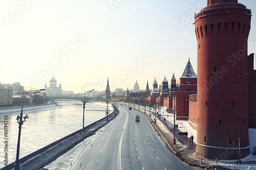 Moscow Kremlin Cathedral winter landscape embankment