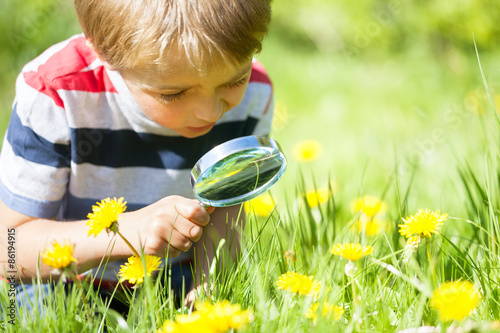 Child exploring nature photo