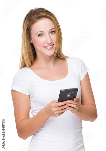 Caucasian woman use of smartphone