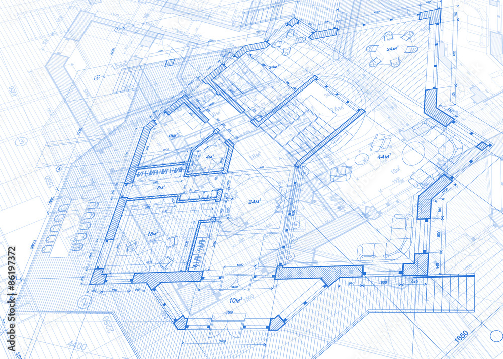 architecture blueprint - house plans / vector illustration
