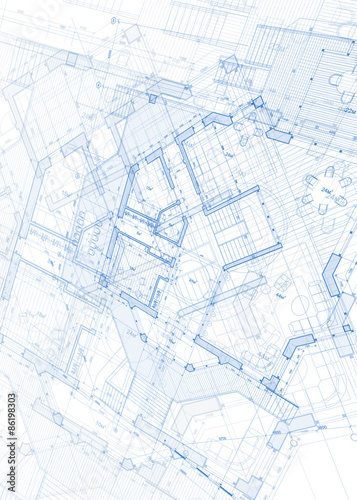 architecture blueprint - house plans / vector illustration