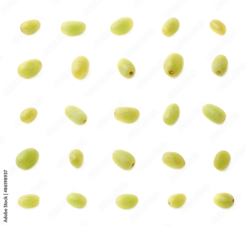 Set of multiple single white grapes Set of multiple single white grapes