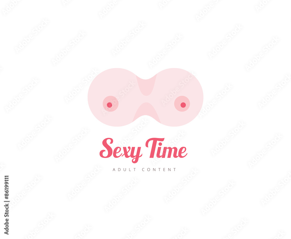 Boobs icon, love, adult content, sex, shop and body. Stock Stock Vector