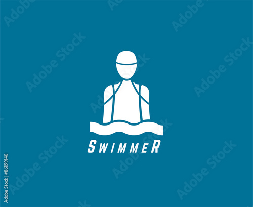 Abstract vector elements. Swimmer club or triatlon logo template