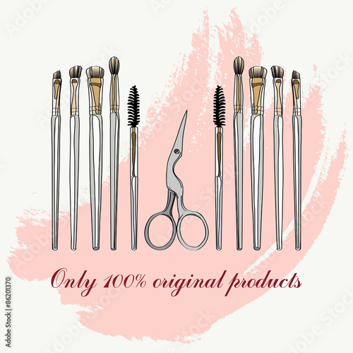 cosmetic brush and scissors